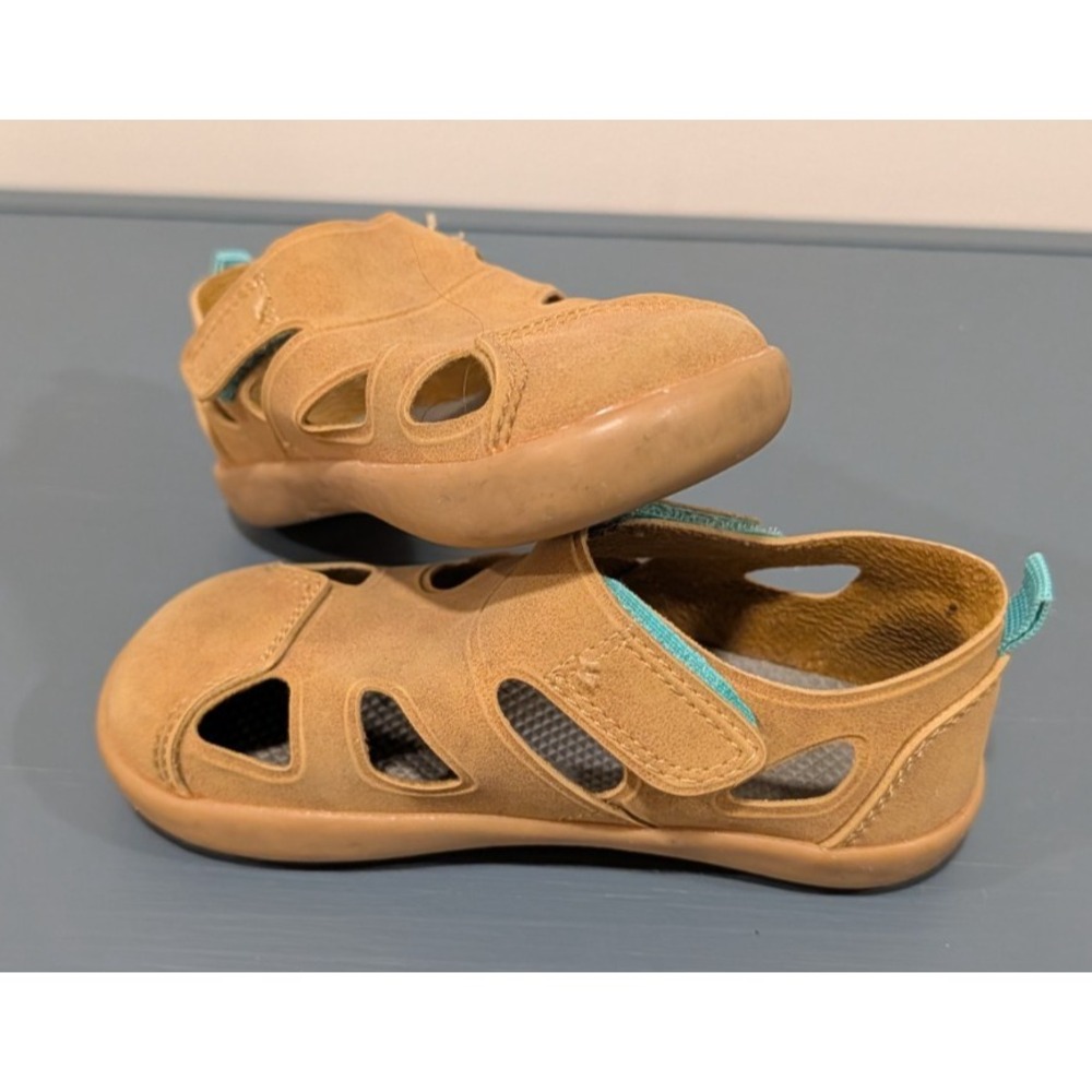 Ten Little Toddler Everyday Sandals Tan Brown Suede Closed Toe Size 8.5